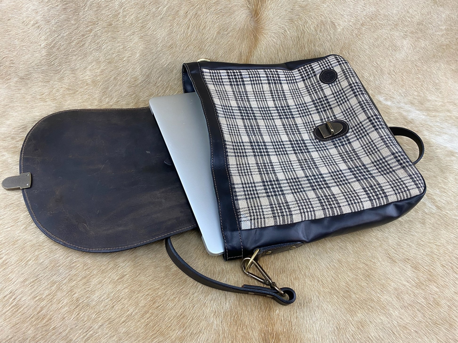 Baker Plaid Messenger Bag
