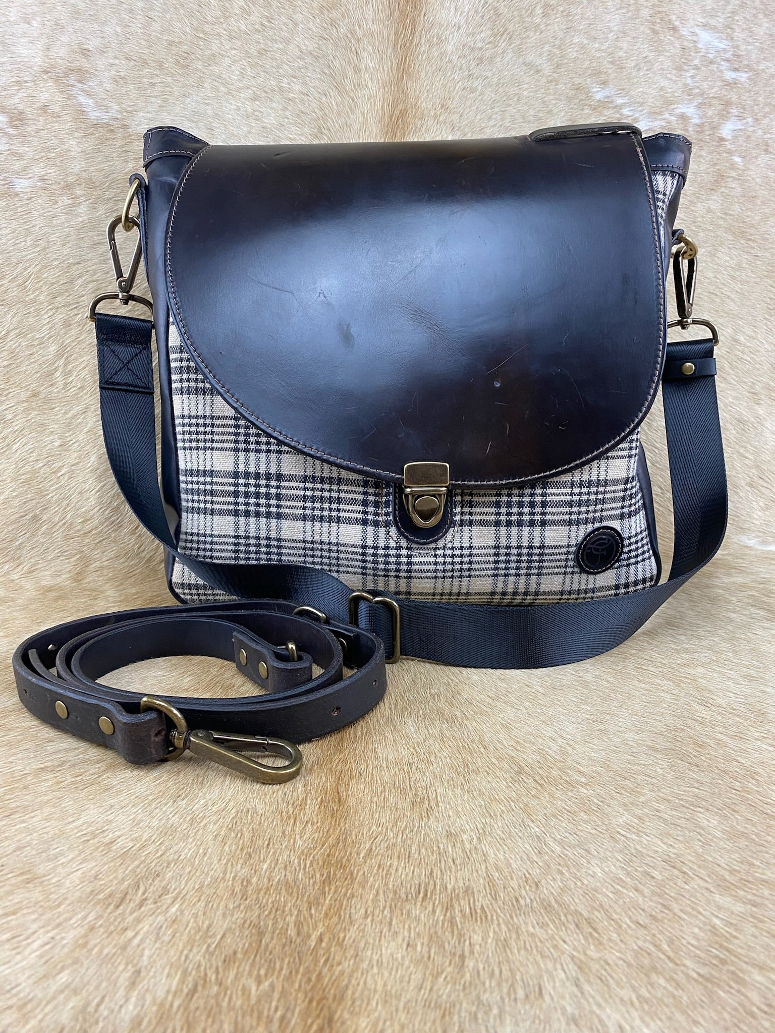 Baker Plaid Messenger Bag